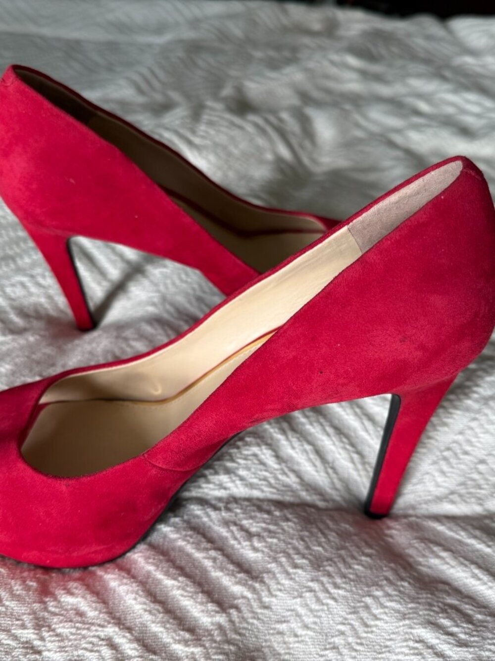 Jessica Simpson Peep Toe Red Suede High Heels Women’s Size 12